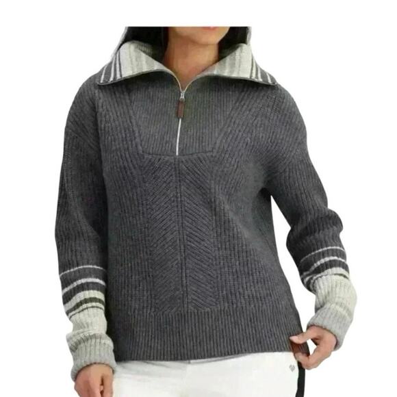 Obermeyer ski Sweater Limber 1/2 Zip Basalt Gray 100% Wool NWT Womens XL NEW - Picture 1 of 12